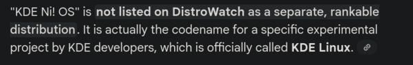 Google thinks Ni! OS is a code name for KDE Linux