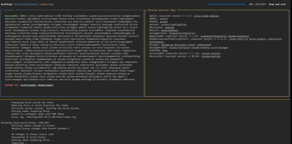 KDE builder dashboard